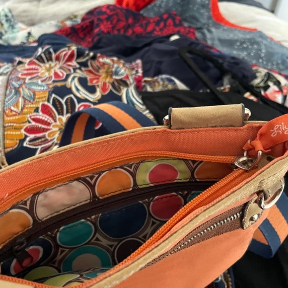 Lily Bloom Orange and Brown Crossbody Bag with Silver Accents - Picture 2 of 4